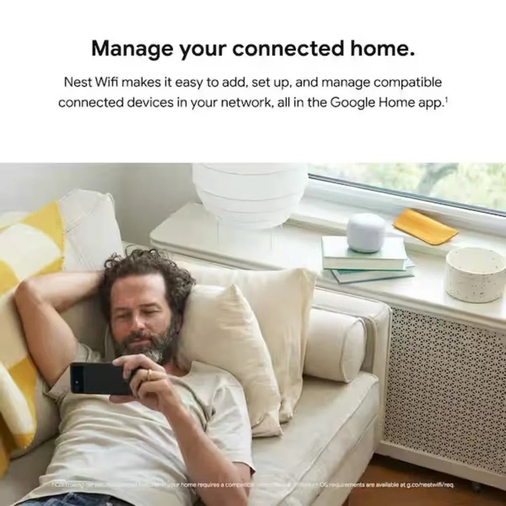 GOOGLE Nest Wifi - Mesh Router AC2200 and 2 Points with Google Assistant - 3 Pk